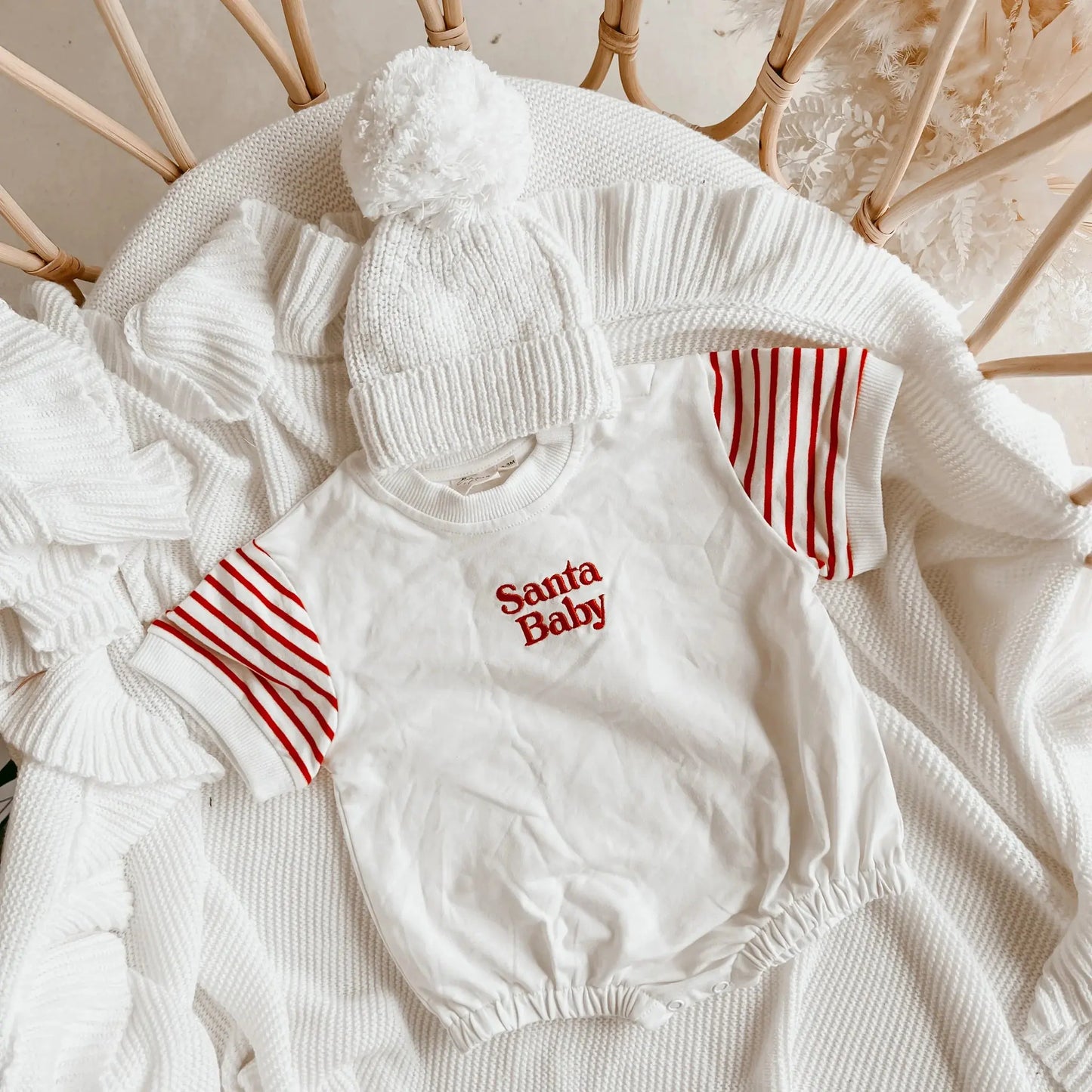 Blossom And Pear Short Sleeve Santa Baby Bubble Romper Birds