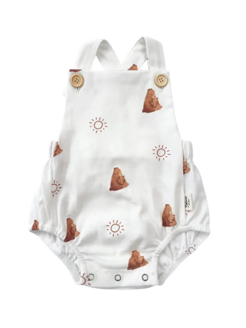 Bohemian Bright - Baby Bear White Play Suit - Birds & Bees baby boutique