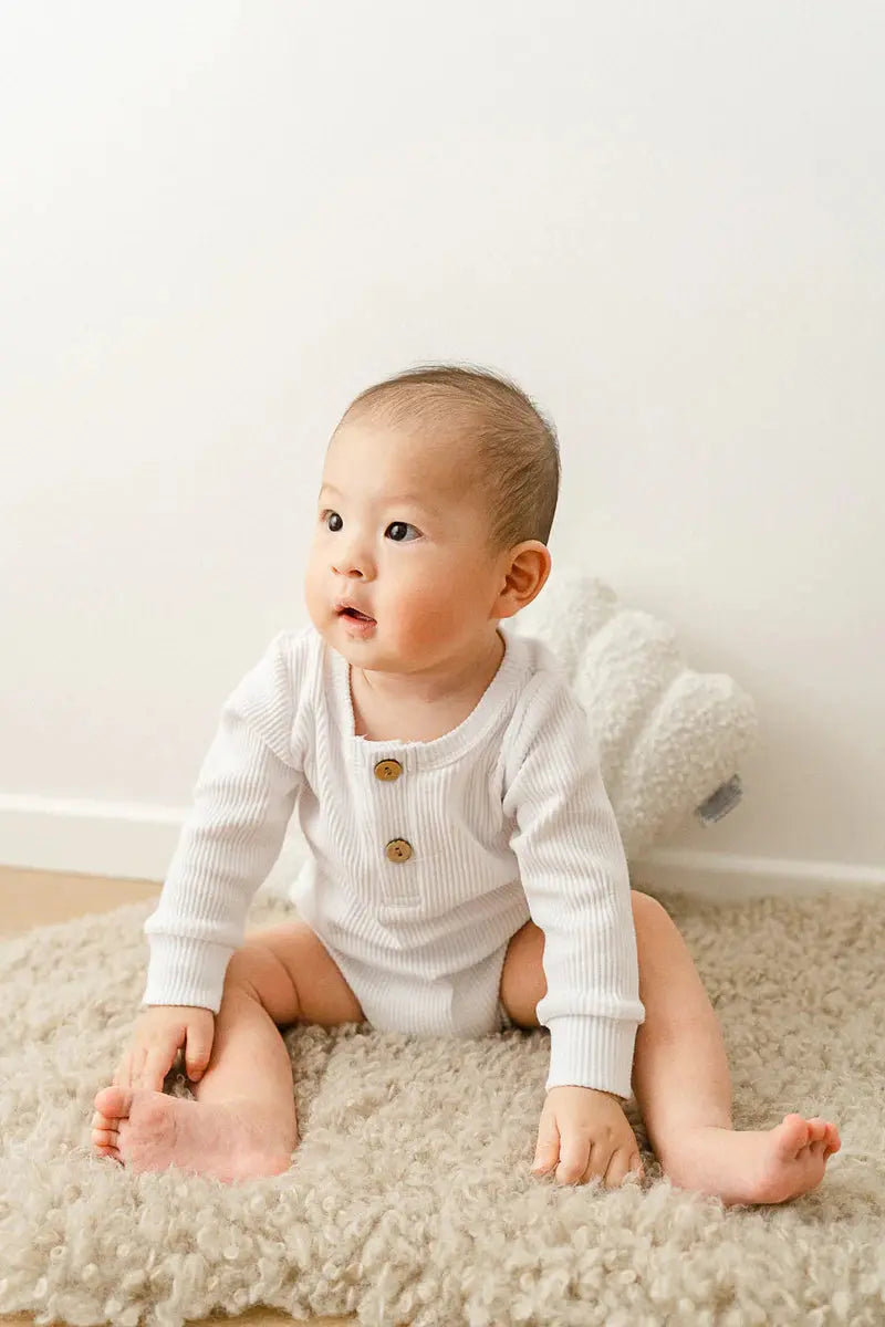 Bohemian Bright - Cotton Long Sleeve Romper - Milk White - Birds & Bees baby boutique