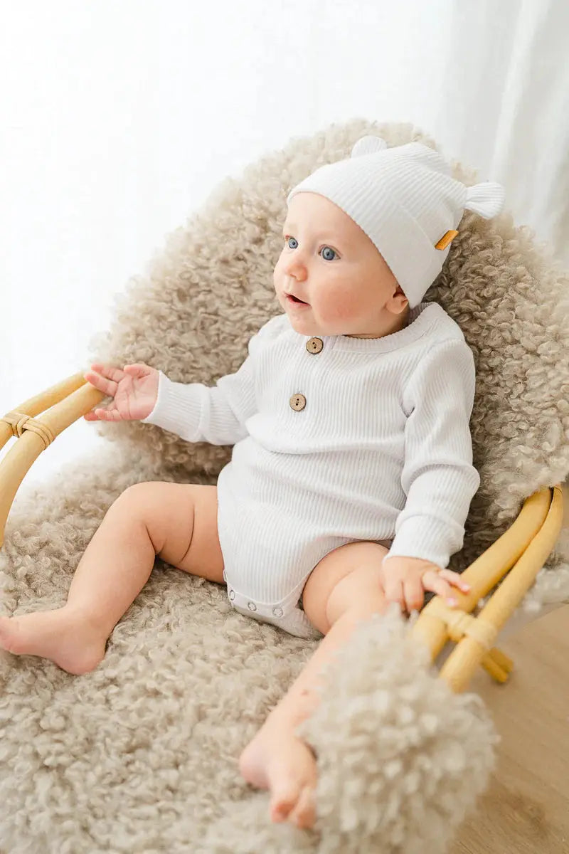 Bohemian Bright - Cotton Long Sleeve Romper - Milk White - Birds & Bees baby boutique