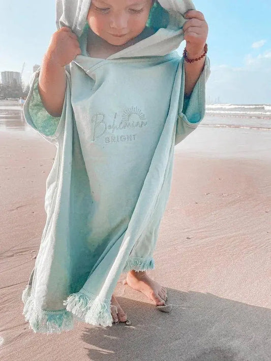 Bohemian Bright - Oceans Green Mini's Hooded Towel - Birds & Bees baby boutique
