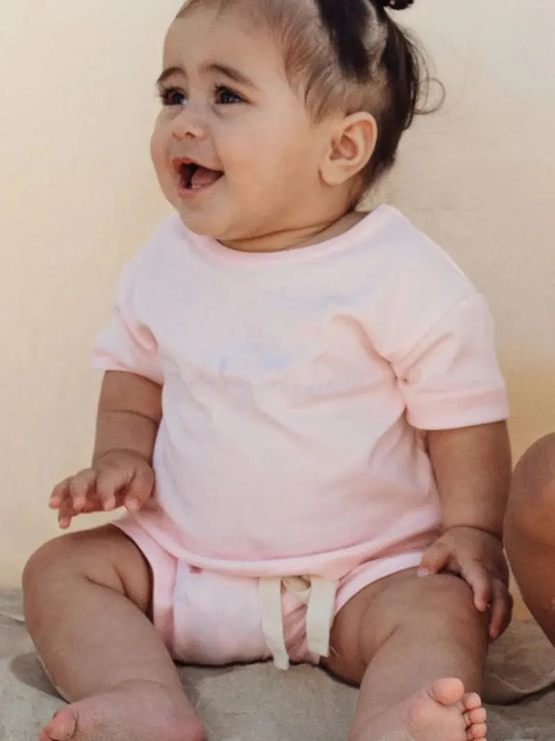 Bohemian Bright - Sunshine Organic T-shirt and Short Set - Pink - Birds & Bees baby boutique