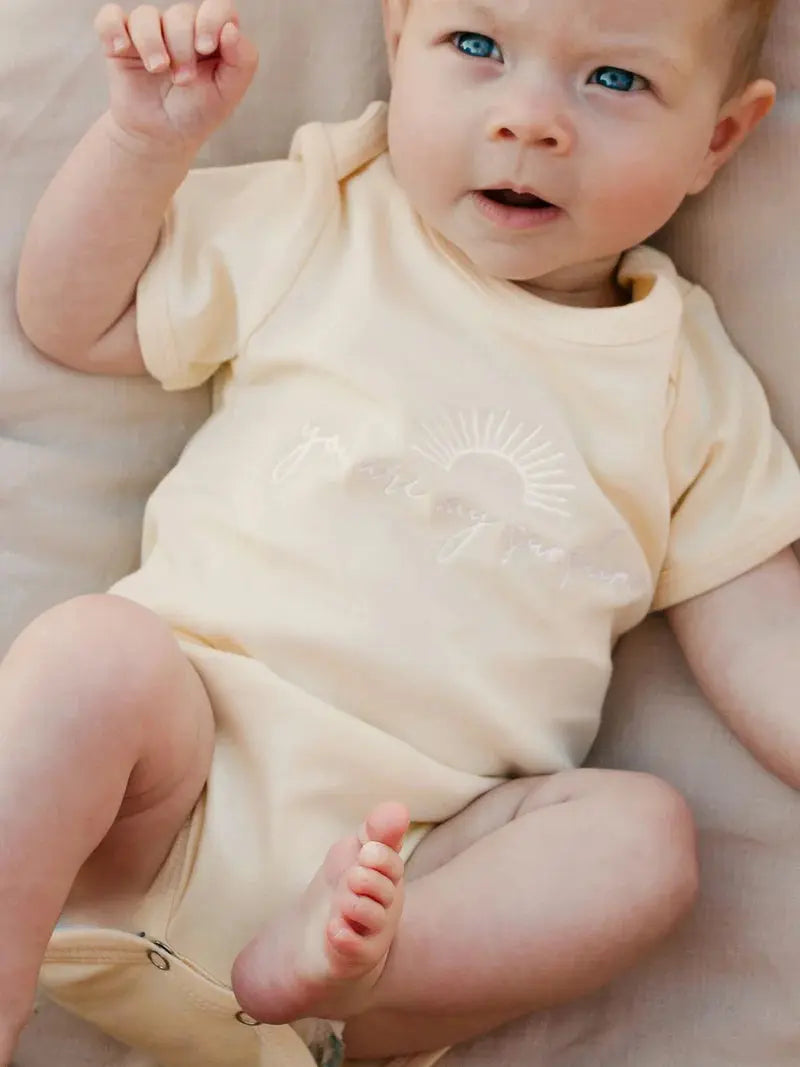 Bohemian Bright - Sunshine Short Sleeve Romper - Yellow - Birds & Bees baby boutique