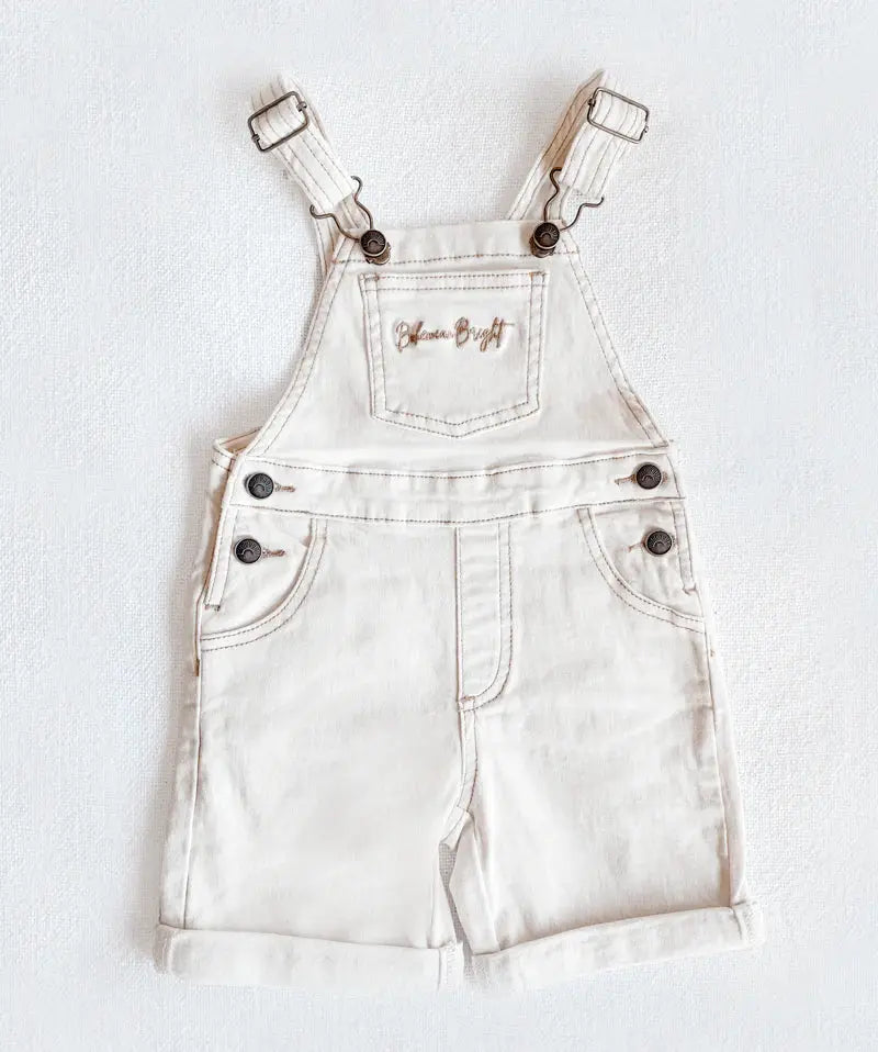 Bohemian Bright - White Denim Overalls - Birds & Bees baby boutique